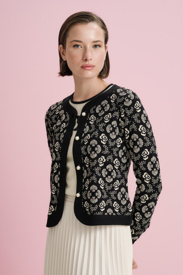 Camellia cardigan with pearl buttons