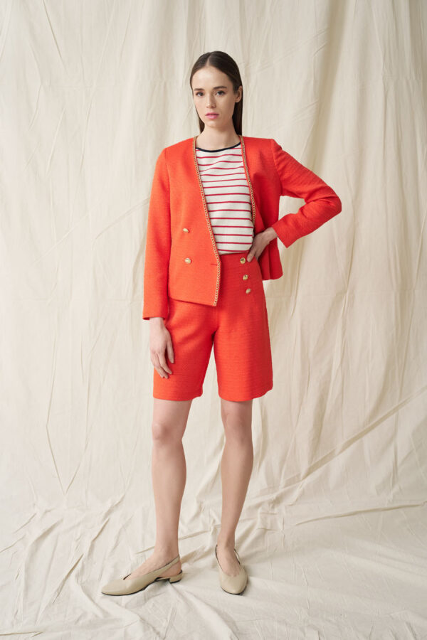 Tweed Ve jacket with chain