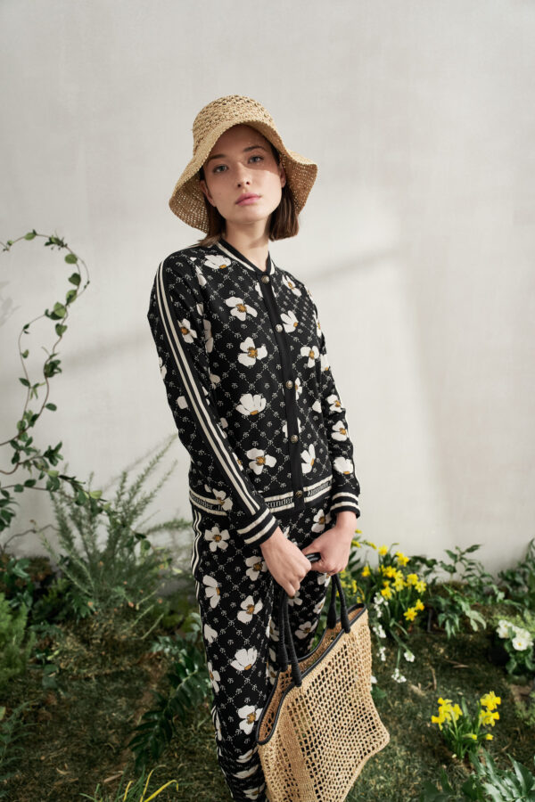 Daisy monogram bomber cardigan