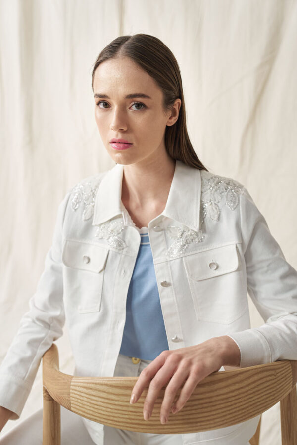 Denim jacket with embroidered motifs