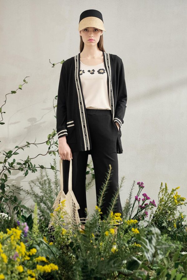 Ve cardigan with rib logo