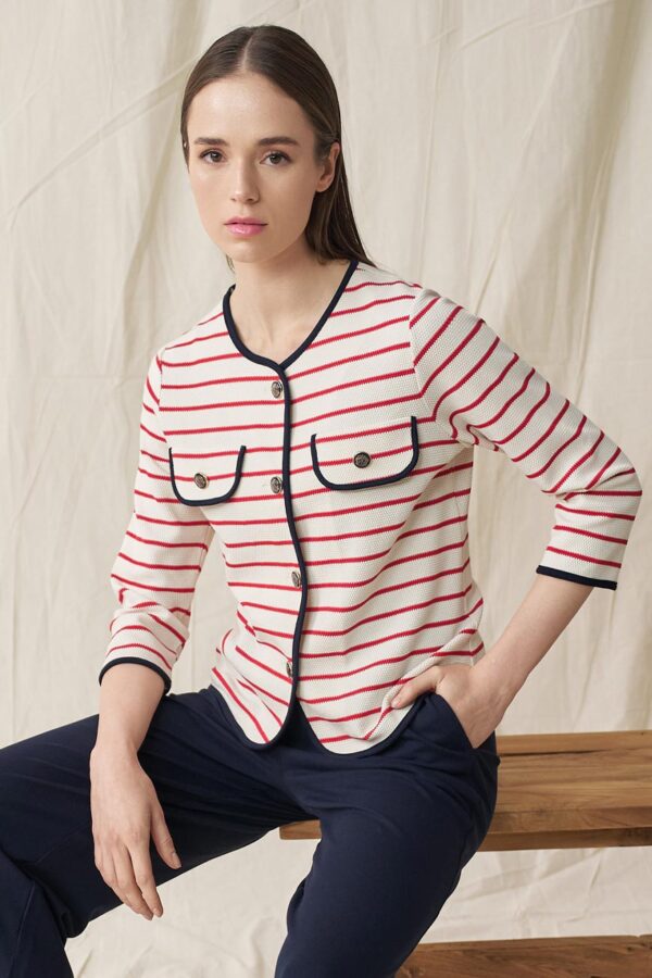Bubble cardigan with contrast pipping