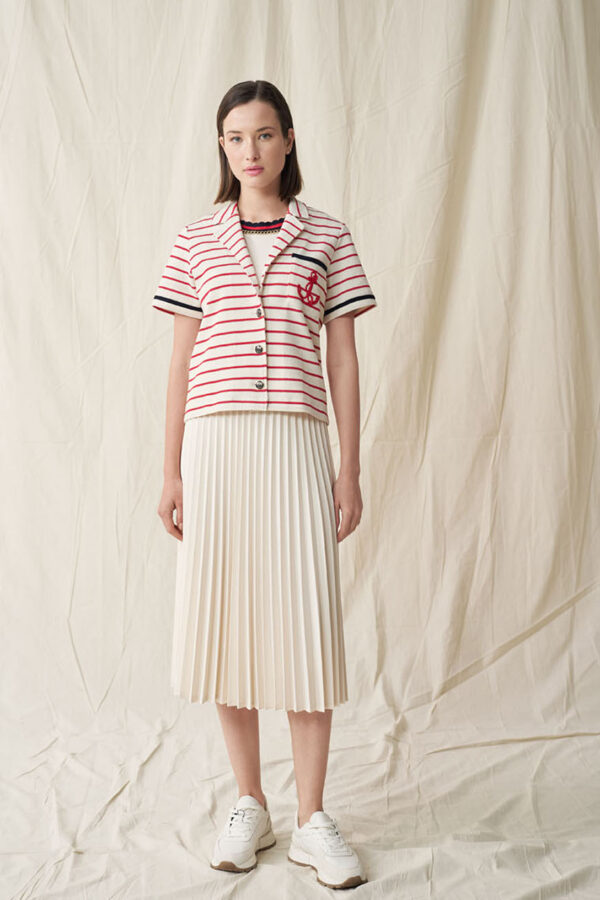 Cardigan with lapel and short sleeves