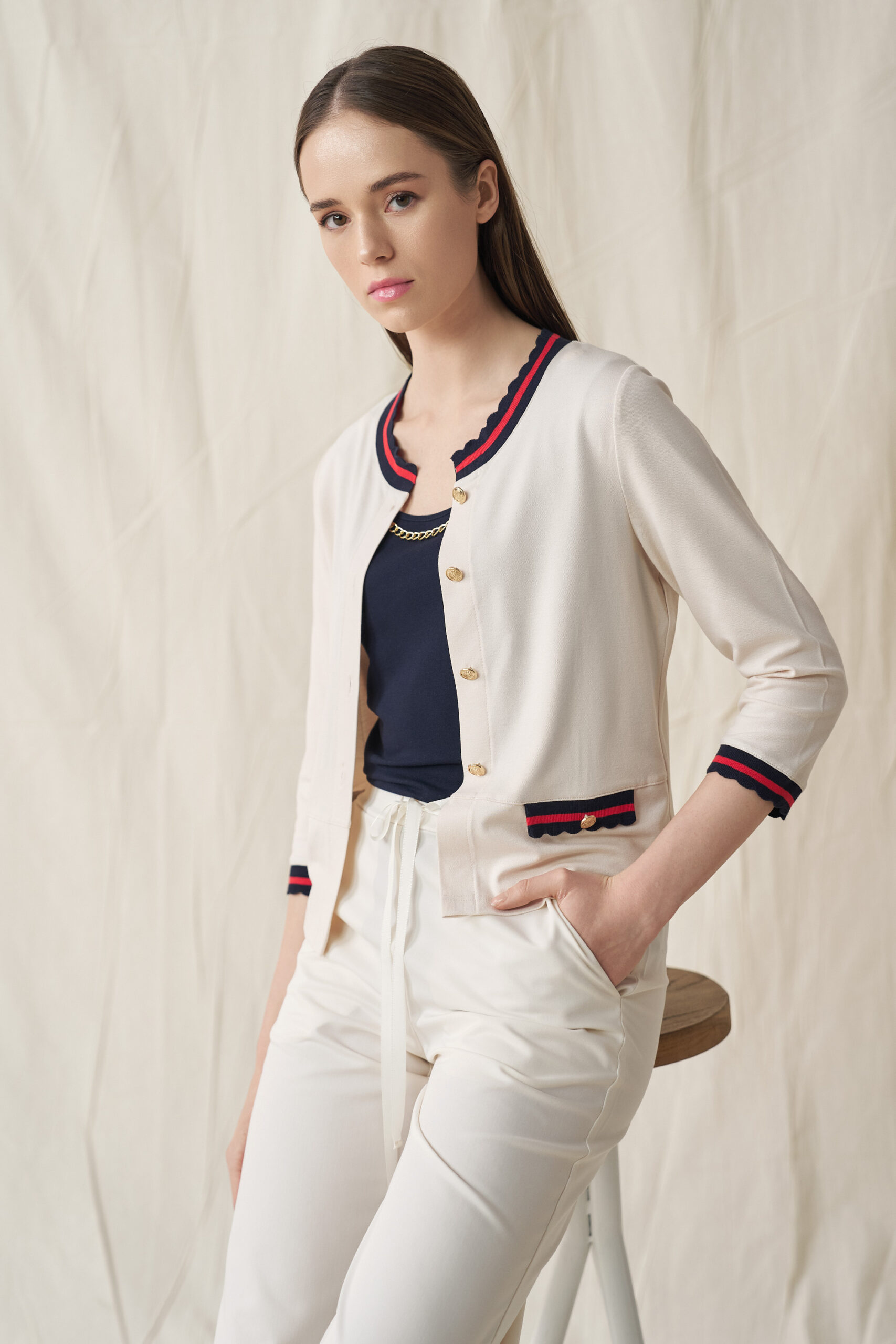 Ζακέτα με scallop rib αντιθέσεις (1)