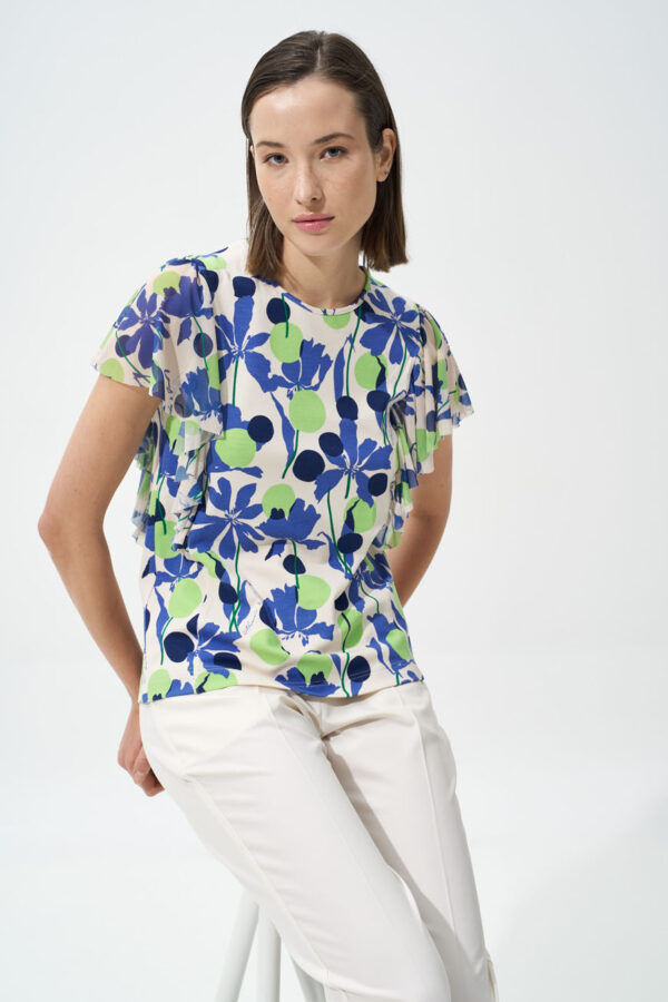 Blouse floral print with flared sleeves
