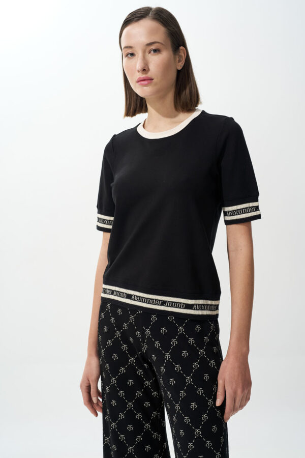 Blouse with logo rib details