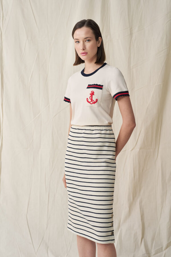 Blouse  with anchor embroidery