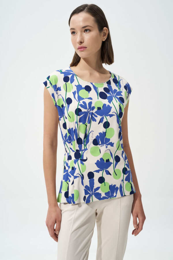 Floral top with side pleats