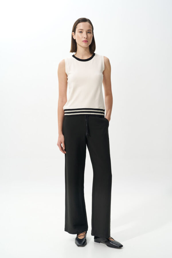 Sleeveless top with striped rib
