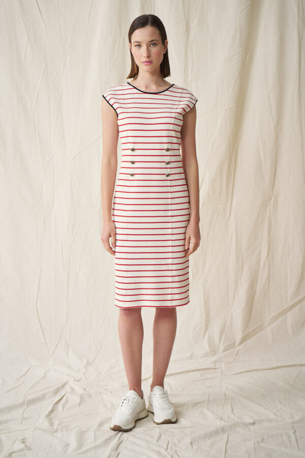 Striped dress with pipping