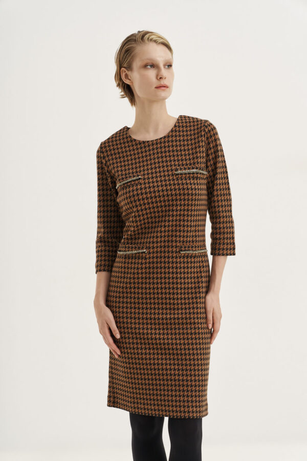 Tweed dress with pearls