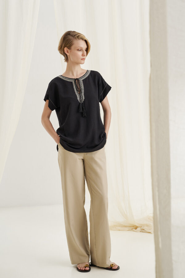 Linen blend trousers