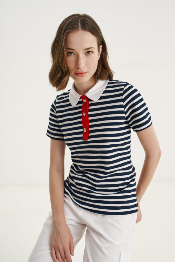 Striped blouse with collar