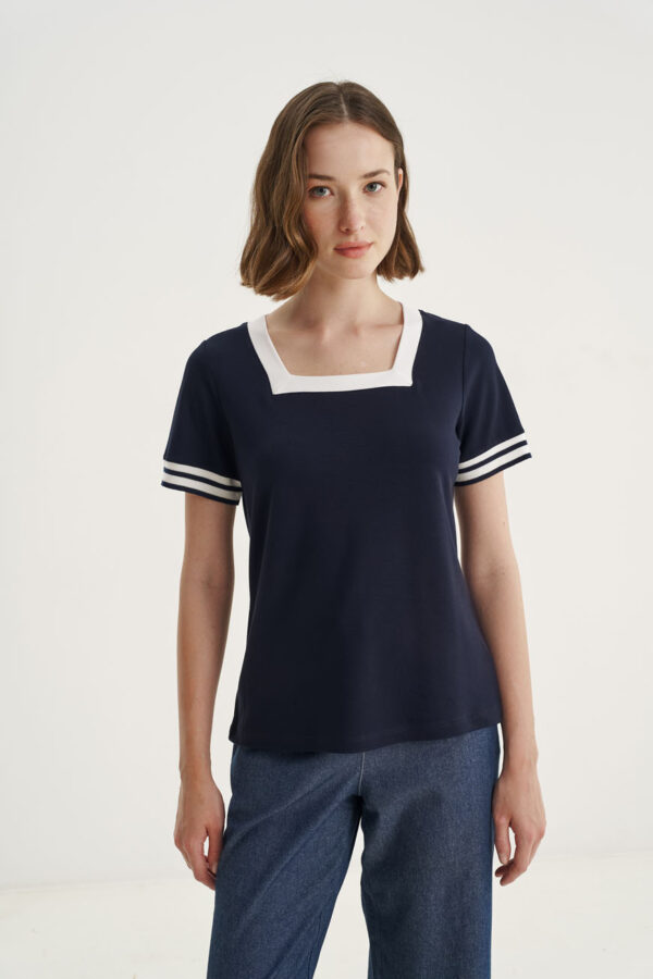 Blouse with square neck