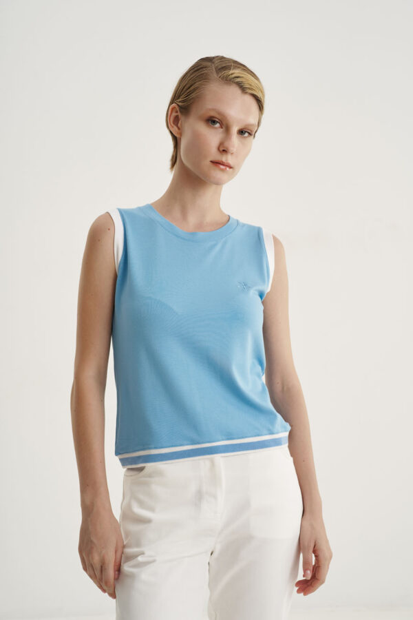 Blouse sleeveless with rib