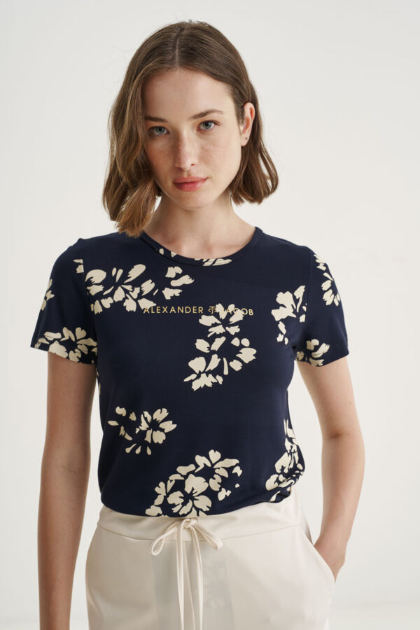 Blouse with logo flower print