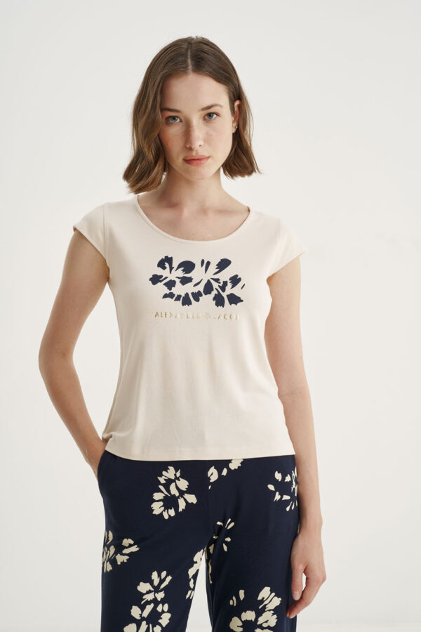 Blouse with foil flower print