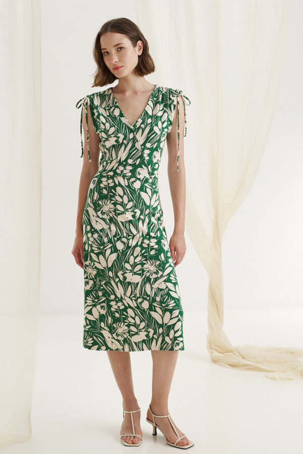 Ve dress drape shoulders green