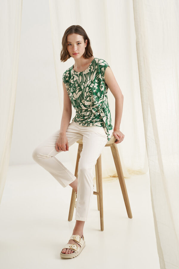 Blouse with drape green
