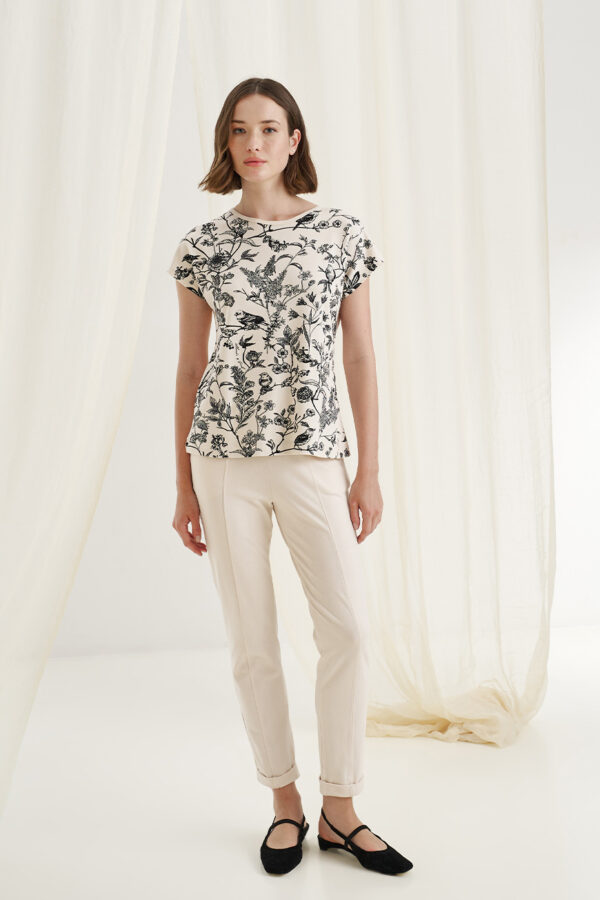 Blouse half cups birds print