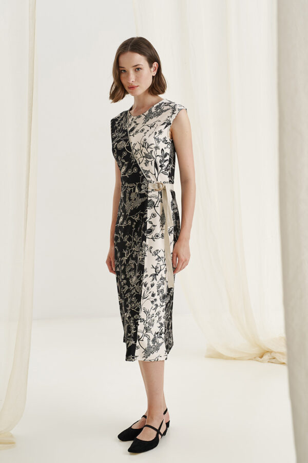 Ve wrap dress birds print