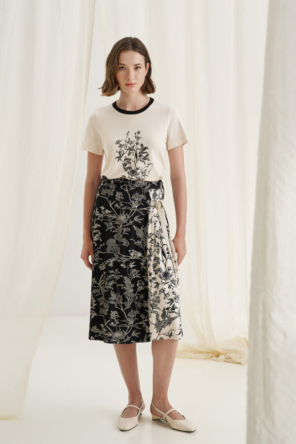 Wrap skirt birds print