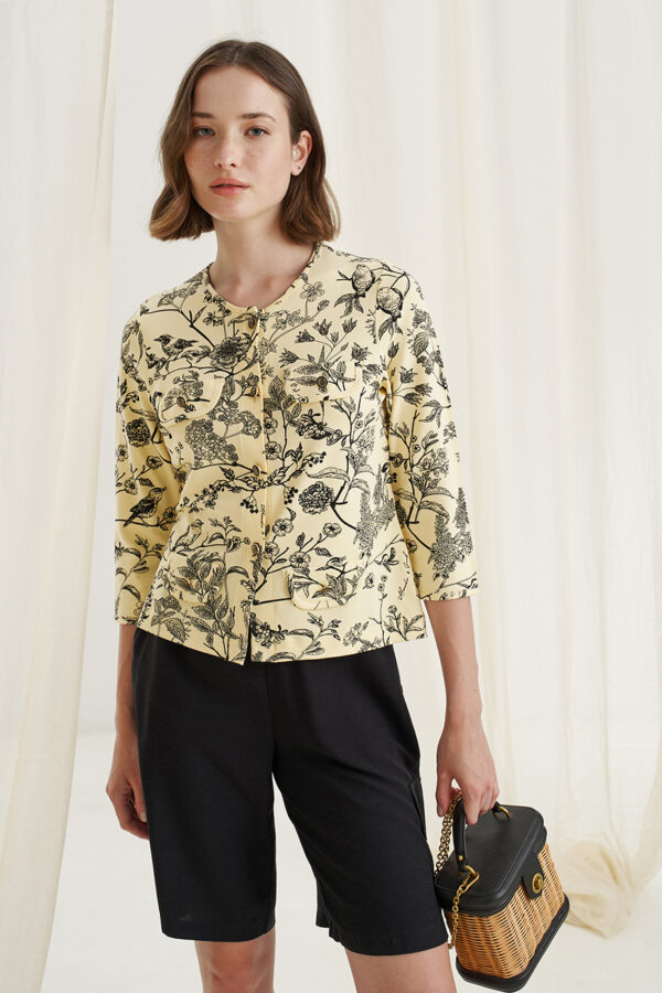 Cardigan birds print