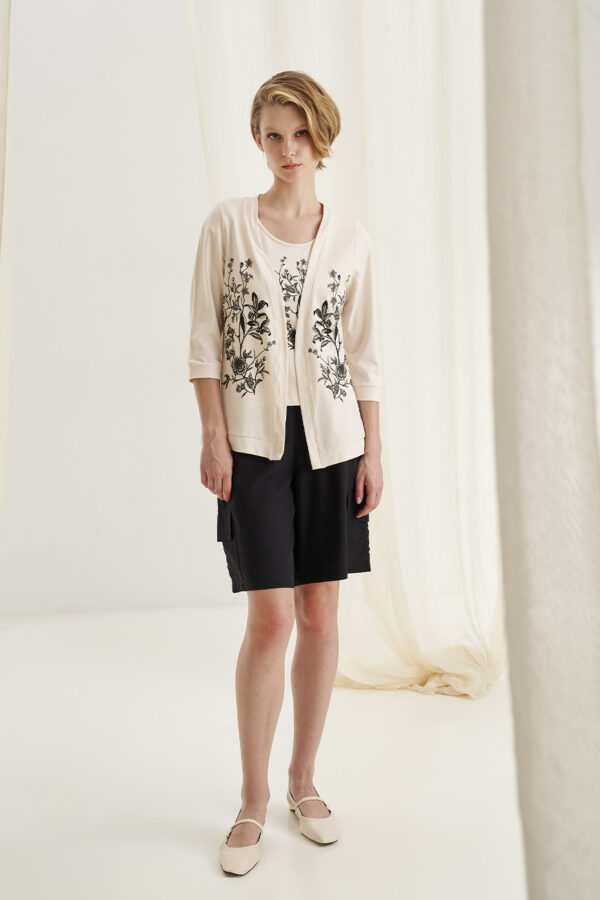 Ve cardigan birds piece print
