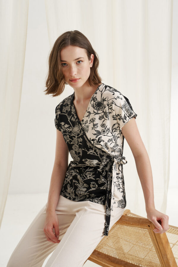 Ve blouse birds print