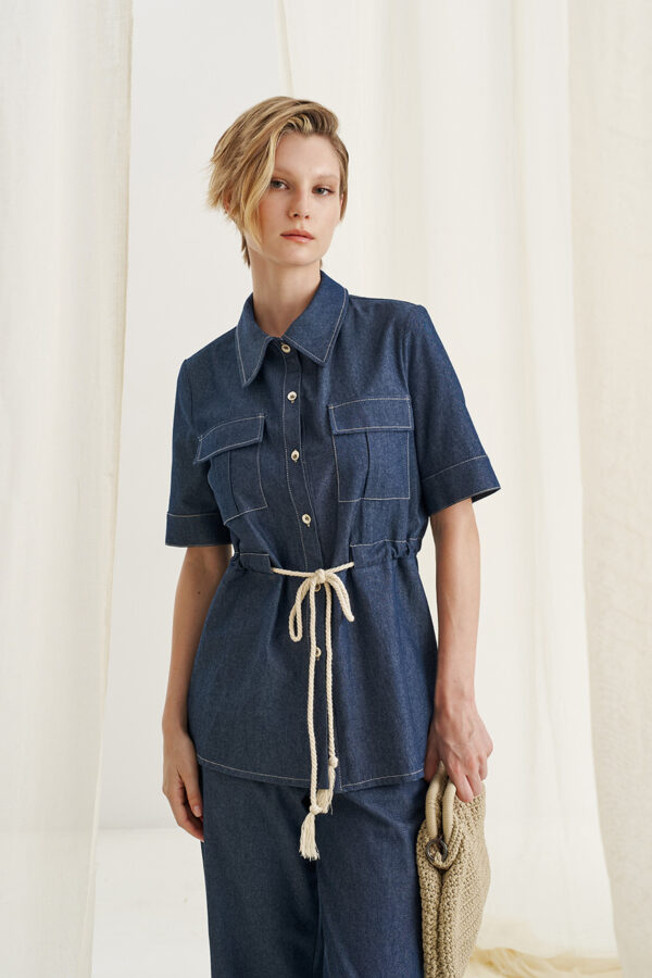 Denim shirt with cargo pockets