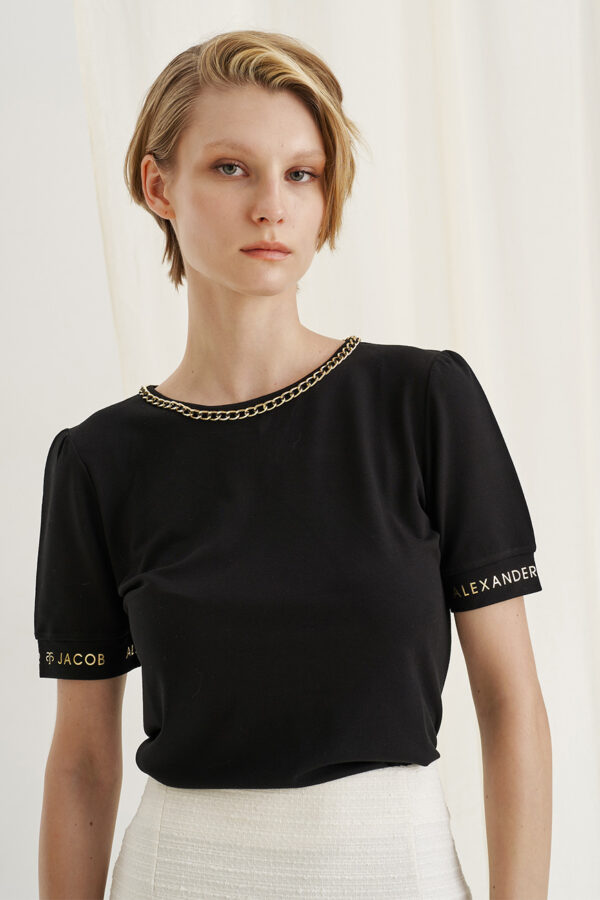 Blouse with chain + foil logo